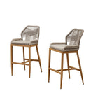 Clearance - PURPLE LEAF Patio Sunbrella Bar Stools Rattan Bar Aluminum Bar Stool Outdoor Barstools with Back and Cushion for Garden Kitchen Island