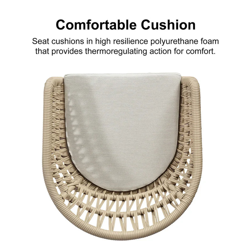 PURPLE LEAF Modern Outdoor Dining Table with 6/8/10 Seats, All-Weather Aluminum Table and Rattan Chairs with Cushions, Champagne