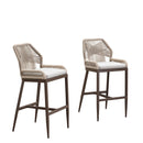Clearance - PURPLE LEAF Patio Sunbrella Bar Stools Rattan Bar Aluminum Bar Stool Outdoor Barstools with Back and Cushion for Garden Kitchen Island