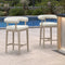 PURPLE LEAF Outdoor Bar Stools Set of 2 Modern Olefin Upholstered Barstools with Back and Armrest Bar Chairs for Garden Kitchen Island