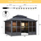 PURPLE LEAF Sunroom Hardtop Gazebo Solarium Grey Galvanized Steel Double Roof  All-Weather Aluminum Outdoor Screen House with String Lights