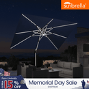 PURPLE LEAF SUNBRELLA Solar Cantilever Umbrella with Lights for Outdoor Patio