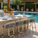 PURPLE LEAF Outdoor Bar Stools Set of 2 Rattan Patio Tall Bar Chairs Aluminum Frame with Back Barstools for Kitchen Garden Backyard Bistros Restaurant