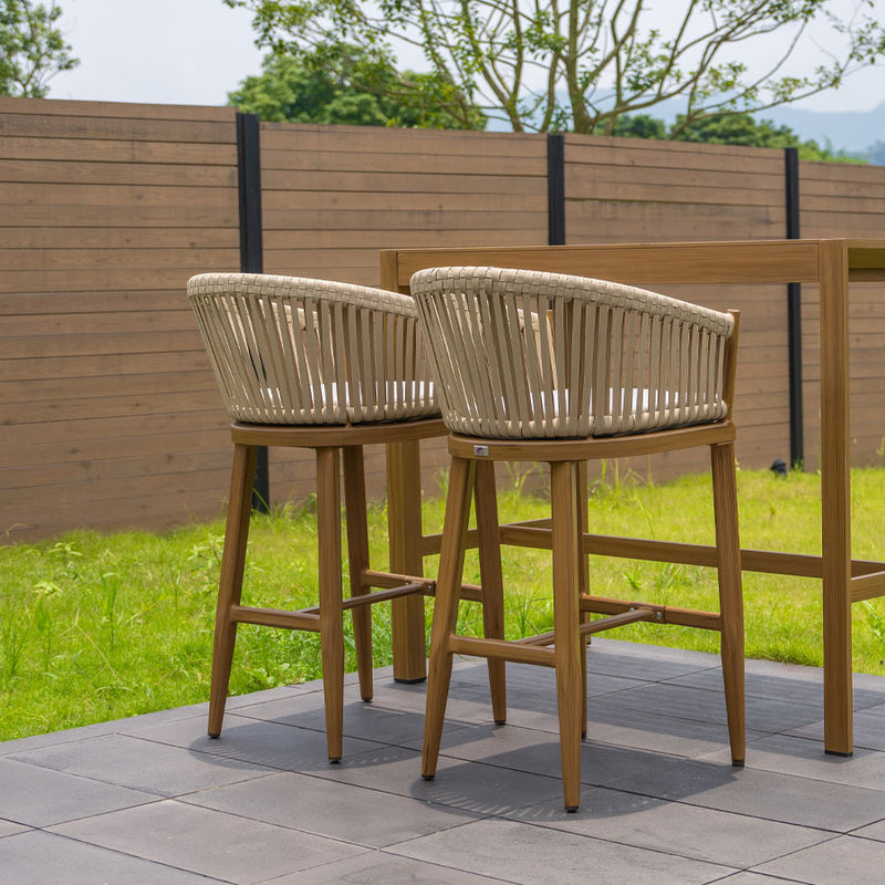 Open Box | Purple Leaf Counter Bar Stools Chair Set of 2, Modern Aluminum Wicker Bar Chair Indoor and Outdoor