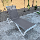 PURPLE LEAF Patio Chaise Lounge Chair Outdoor Plastic Textilene Sun Bathing Recliner Tanning Pool Lounger with 6 Adjustable Position for Outside Beach in-Pool Lawn Poolside