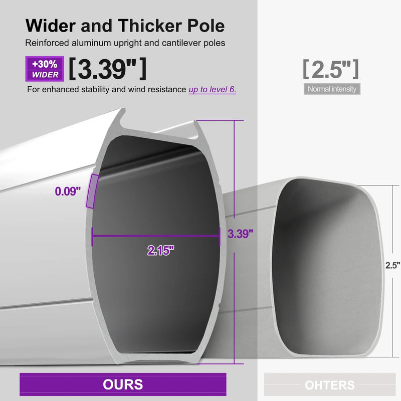 PURPLE LEAF 10 / 11 / 12 ft Round Outdoor Umbrellas with Lights