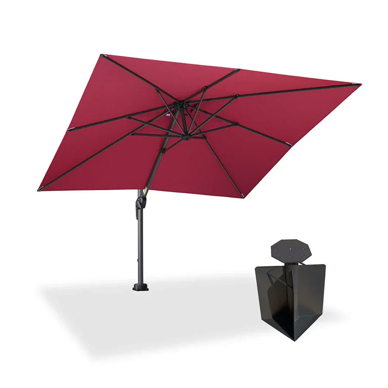 PURPLE LEAF Pool Umbrella Outdoor Cantilever Umbrella with In-ground Base