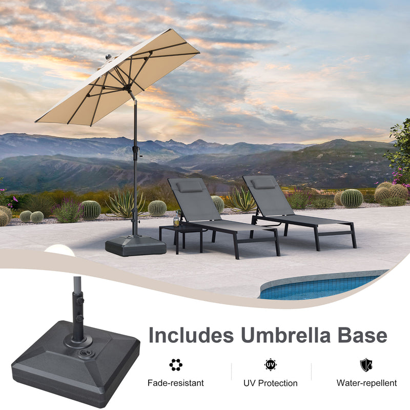 PURPLE LEAF Crank and Tilt Rectangular Outdoor Patio Market Umbrella with Base