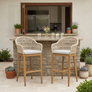 PURPLE LEAF Outdoor Bar Stools Set of 2 Rattan Bar Stools Counter Stools with Back and Cushions  for Patio, Garden, Kitchen