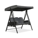 PURPLE LEAF 3-Seat Porch Swing Outdoor w/Cushion & Adjustable Canopy
