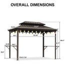 PURPLE LEAF Hardtop Grill Gazebo for Patio Bronze Permanent Metal Roof Outside Sun Shade Outdoor BBQ Canopy with String Lights