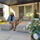 PURPLE LEAF Chaise Lounge Chair Modern Upholstered Outdoor Daybed with Armrest and Lumbar Pillow for Patio Poolside Sunbathing Deck
