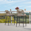 Clearance - PURPLE LEAF Patio Sunbrella Bar Stools Rattan Bar Aluminum Bar Stool Outdoor Barstools with Back and Cushion for Garden Kitchen Island