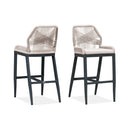 PURPLE LEAF Outdoor Bar Stools Wicker Rattan Bar Stools with Back Aluminum Outside Garden Patio Bar Chairs