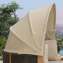 PURPLE LEAF Outdoor Round Daybed with Adjustable Canopy for Patio, Brown | Olefin fabric cover, thickened seat and back cushion, adjustable canopy, all weather aluminum frame, elegant wicker design