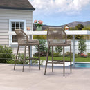 Clearance - PURPLE LEAF Patio Sunbrella Bar Stools Rattan Bar Aluminum Bar Stool Outdoor Barstools with Back and Cushion for Garden Kitchen Island