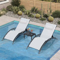 PURPLE LEAF Patio Chaise Lounge Set Outdoor Beach Pool Sunbathing Lawn Lounger Recliner Chair Outside Chairs with Side Table Included
