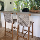 PURPLE LEAF Bar Stools Set of 2 with Back Aluminum Patio Counter Height Stools for Pool Lawn Kitchen All Weather Wicker Outdoor Bar Chairs