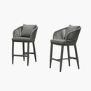 PURPLE LEAF Outdoor Bar Stools Patio Modern Aluminum Rattan High Back & Arms Bar Chairs with Removable Cushions and Pillows  for Outdoor or Indoor