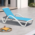 PURPLE LEAF Patio Chaise Lounge Chair Outdoor Plastic Textilene Sun Bathing Recliner Tanning Pool Lounger with 6 Adjustable Position for Outside Beach in-Pool Lawn Poolside