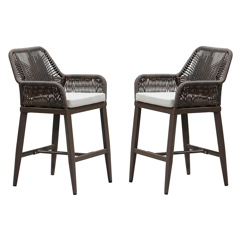 PURPLE LEAF Modern Bar Stools Set of 2, Aluminum Bar Stool with Cushion for Indoor and Outdoor, Kitchen Island