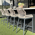 PURPLE LEAF Bar Stools Set of 4 Rattan Bar Stools Couner Stools with Back Cushion