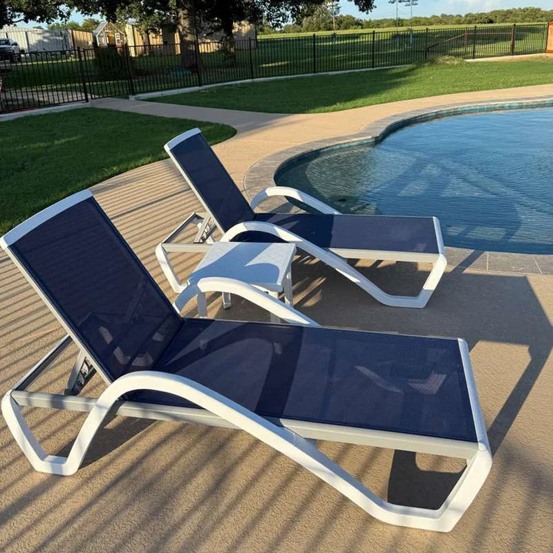PURPLE LEAF Patio Chaise Lounge Chair Outdoor Plastic Textilene Sun Bathing Recliner Tanning Pool Lounger with 6 Adjustable Position for Outside Beach in-Pool Lawn Poolside