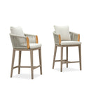 PURPLE LEAF Outdoor Bar Stools Chair Set of 2, Modern Rattan Bar Stool with Back and Cushion for Balcony, Indoor or Outdoor, Kitchen Island