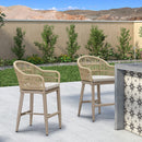 PURPLE LEAF Outdoor Bar Stools Set of 2 Rattan Bar Stools Counter Stools with Back and Cushions  for Patio, Garden, Kitchen
