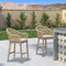 PURPLE LEAF Outdoor Bar Stools Set of 2 Rattan Bar Stools Counter Stools with Back and Cushions  for Patio, Garden, Kitchen