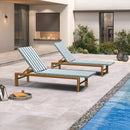 PURPLE LEAF Outdoor Teak Chaise Lounge Chair, Wood Grain Aluminum Outdoor Pool Lounge Chairs with Adjustable Backrest, Breathable Recliner for Patio, Poolside, Garden