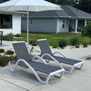 PURPLE LEAF Patio Chaise Lounge Chair Outdoor Plastic Textilene Sun Bathing Recliner Tanning Pool Lounger with 6 Adjustable Position for Outside Beach in-Pool Lawn Poolside