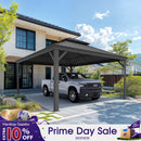 PURPLE LEAF Outdoor Metal Carport with Grey Steel Roof and Aluminum Frame Protective Shelter