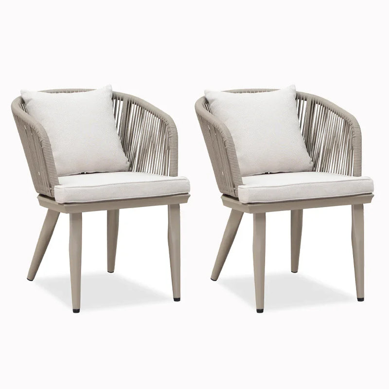 PURPLE LEAF 2 Pieces Patio Dining Chair Set All-Weather Wicker Dining Chair Aluminum Bistro Set with Cushions and Pillows for Garden Deck Kitchen