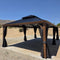 PURPLE LEAF Hardtop Gazebo for Patio Wood Grain Galvanized Steel Frame Awning with Netting