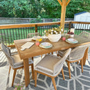 PURPLE LEAF Outdoor Dining Set Teak Aluminum Patio Furniture Set Wicker Dining Table and Chairs for Lawn Deck Patio Dining Set
