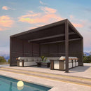 PURPLE LEAF Athena Louvered Pergola Bronze Outdoor Aluminum Pergola with Shutter Wall Adjustable Gazebo Rainproof for Patio Deck Garden