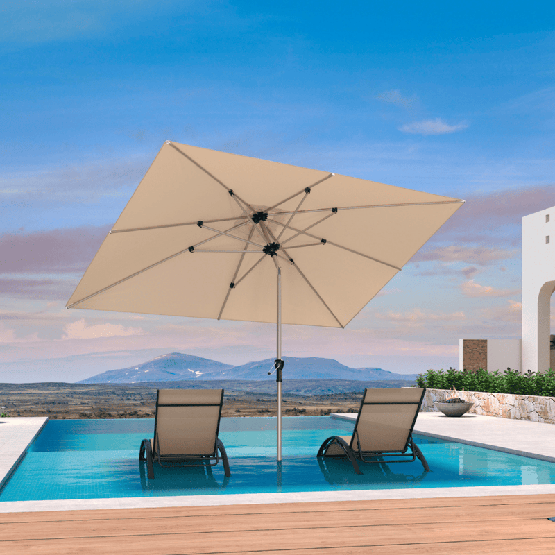 PURPLE LEAF Deluxe Aluminum Market Umbrella, Outdoor Table Umbrella for Patio, Porch