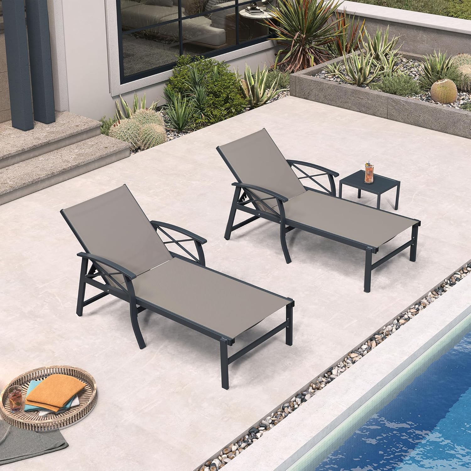 PURPLE LEAF Oversized Chaise Lounge Chair Outdoor Extra Wide Pool Loun