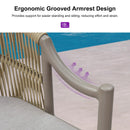 PURPLE LEAF Patio Bar Stools Set of 2 Outdoor Wicker Modern High Bar Chairs Metal Cushioned Barstools with Backs and Ergonomic Armrest for Balcony Garden Indoor Kitchen Island