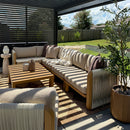 PURPLE LEAF Byron U-Shaped Modular Outdoor Sectional with Wide-Band Woven Design and Wood-Grain Aluminum Frame for Outdoor Courtyard