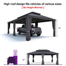 PURPLE LEAF Outdoor Metal Carport Gazebo Grey Steel Roof Aluminum Frame Shelter for Parking