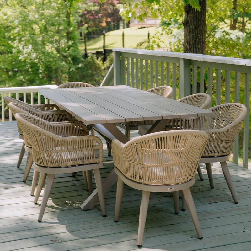 PURPLE LEAF 10/8/6 Pieces Outdoor Dining Set with Patio Aluminium Dining Table Rattan Chairs for Kitchen Champagne