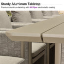 PURPLE LEAF Sanori Patio Dining Set Modern Large Weather-Resistant Table and Aluminum Chairs with Cushions for Garden Beige