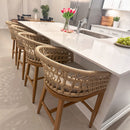 PURPLE LEAF Outdoor Bar Stools Counter Stools Rattan Bar Stools Chair Set of 2 with Backrest for Indoor or Outdoor, Kitchen lsland