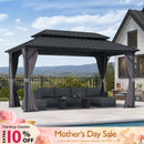 PURPLE LEAF Grey Hardtop Gazebo with Heavy Duty Galvanized Steel Double Roof with Netting and Curtains