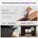 PURPLE LEAF Wall Mounted Sunroom Galvanized Steel Sloped Roof Lean-to Enclosed Aluminum Grey Frame Wood Grain Columns for Outdoor Home Extension