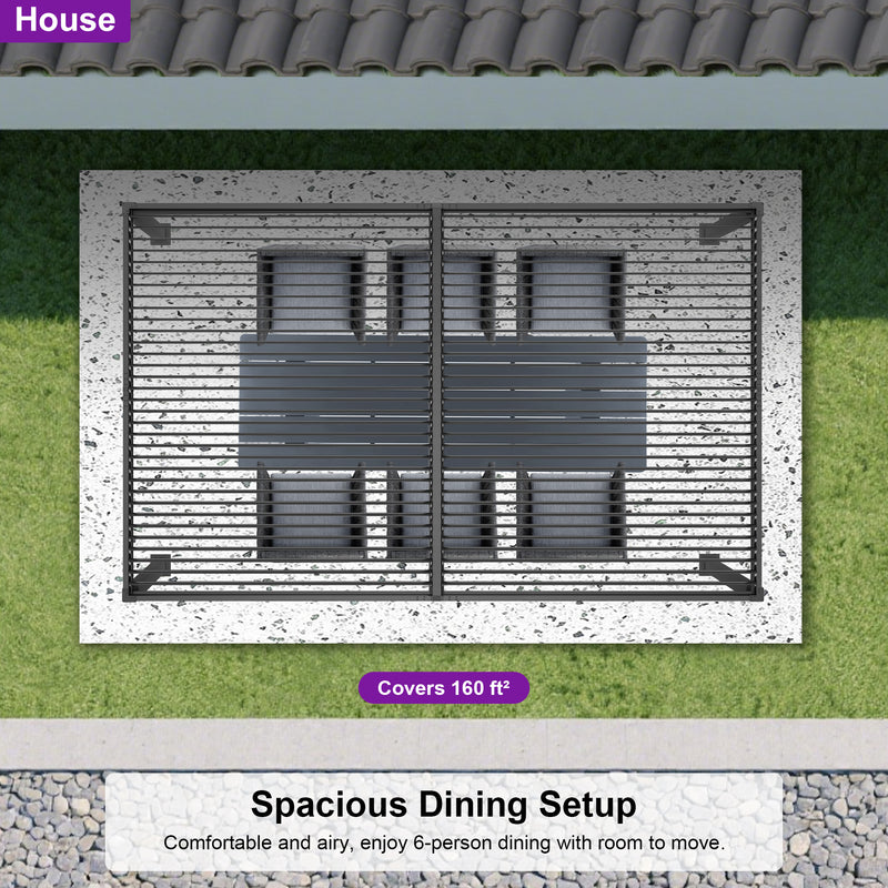 PURPLE LEAF Caesar Outdoor Louvered Pergola Patio Sun Shade Shelter with Adjustable Hardtop Patio Pergola Grey