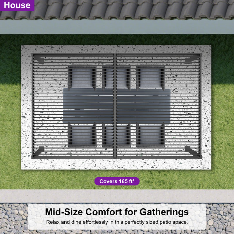 PURPLE LEAF Caesar Outdoor Louvered Pergola Patio Sun Shade Shelter with Adjustable Hardtop Patio Pergola Grey