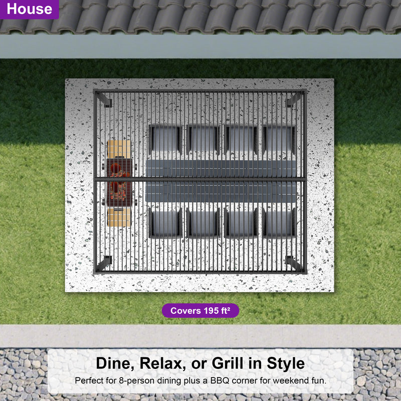 PURPLE LEAF Caesar Outdoor Louvered Pergola Patio Sun Shade Shelter with Adjustable Hardtop Patio Pergola Grey